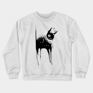 Black Cat Monster With Creepy Grin Crewneck Sweatshirt